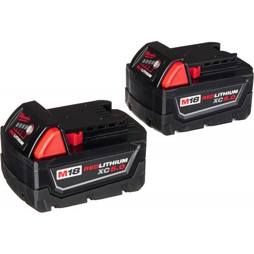  Milwaukee 48-59-1850 M18 RED LITHIUM XC 5.0 Ah Batteries (2) + 48-59-1812 M12 and M18 Multi Voltage Charger kit