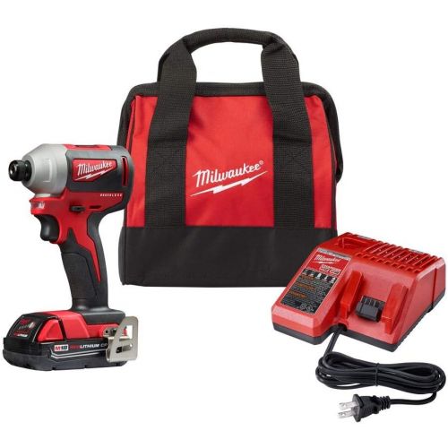  Milwaukee 2850-21P SB M18 Compact Brushless Cordless 0.25 Inch Impact Driver Kit with 1 Battery