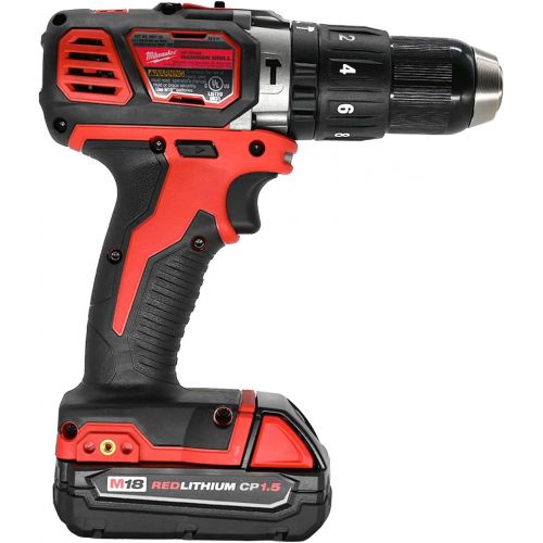  Milwaukee 2607-21CT Tool M18 Lithium-Ion Cordless 1/2-inch Hammer Drill Driver Kit with 1.5Ah Battery, Charger and Hard Case