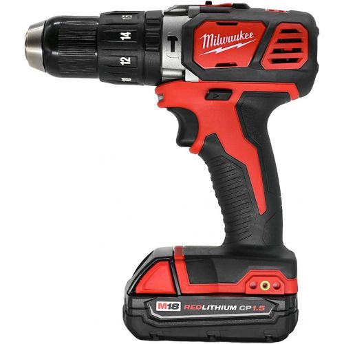  Milwaukee 2607-21CT Tool M18 Lithium-Ion Cordless 1/2-inch Hammer Drill Driver Kit with 1.5Ah Battery, Charger and Hard Case