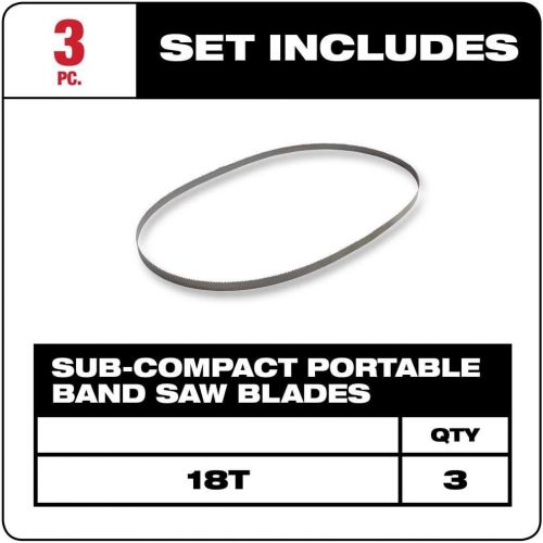  Milwaukee 48-39-0572 18 TPI Sub-Compact Portable Band Saw Blade, 3 Per Pack, 3 Pack