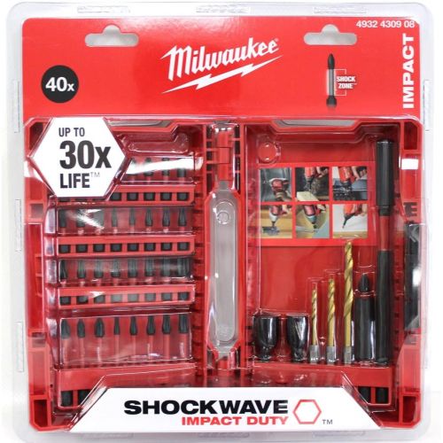  Milwaukee 4932430908 Shockwave Drill/Screwdriver Bit Set - Red (40-Piece)