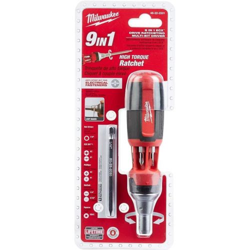  Milwaukee Elec Tool 48-22-2331 Eco Drive Ratcheting Multi-Bit Driver, 9-In-1 - Quantity 6