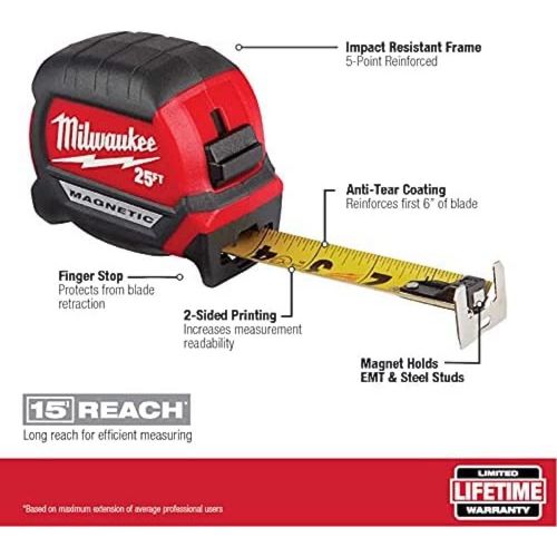  MILWAUKEE 25Ft Compact Magnetic Tape Mea