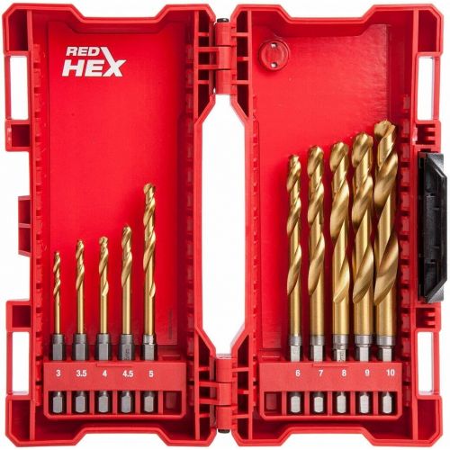  Milwaukee Metal Drill Bit Set 48894759?56?g Red Hex titanium Shockwave, 1?W, 0?V