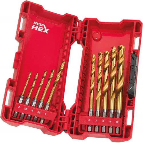  Milwaukee Metal Drill Bit Set 48894759?56?g Red Hex titanium Shockwave, 1?W, 0?V