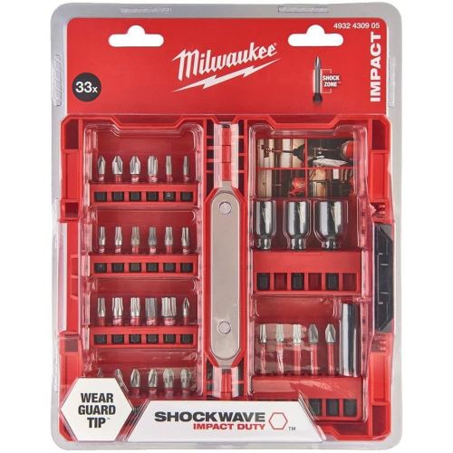  Milwaukee 4932430905 Shockwave Impact Bits and Nut Drivers Set (33 Piece), Red