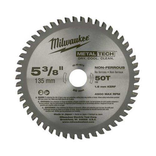  Milwaukee 48-40-4075 5-3/8 in. MetalTech Non-Ferrous Circular Saw Blade (50 Tooth)