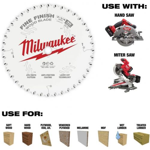  Milwaukee 48-41-0726 7-1/4 in 40T Fine Finish Circular Saw Blades 10pk