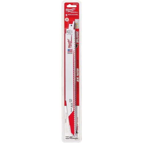  MILWAUKEE ELECTRIC 48-00-5027 THE AX SAWZALL BLADE, 12 IN. LONG WITH 1/2 IN. UNIVERSAL SHANK, 5 TPI, 5 PER PACK (1 PACK)