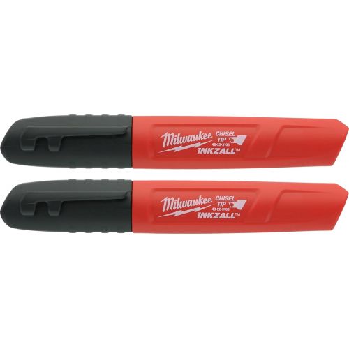  Milwaukee 48-22-3103 Inkzall Chisel Tip Multi Surface Jobsite Marker w/ Water, Oil, and Dust Resistance (2 Pack)