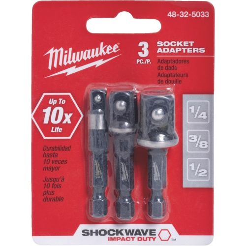  Milwaukee 48-32-5033 Power Drill Bit Extensions Shockwave Socket Adapter Set, 1/4