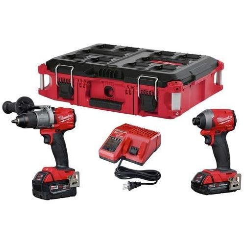  Milwaukee 2997-22CXPO Lithium-Ion Cordless Brushless Hammer Drill/Impact Combo Kit, Red