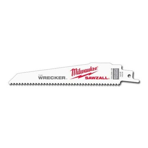  Milwaukee 48-00-5701 Super Sawzall Blade 8 Teeth per Inch 6-Inch Length, Wrecker , 5 Pack