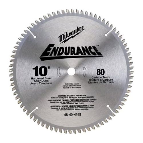  Milwaukee 48-40-4168 Endurance 10-Inch 80 Tooth Non-Ferrous Metal Cutting Saw Blade with 5/8-Inch Arbor