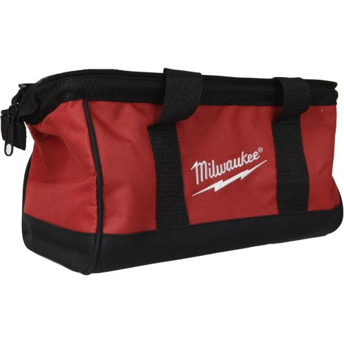  Milwaukee 13-inch x 7-inch x 7-inch Red and Black Canvas Tool Bag