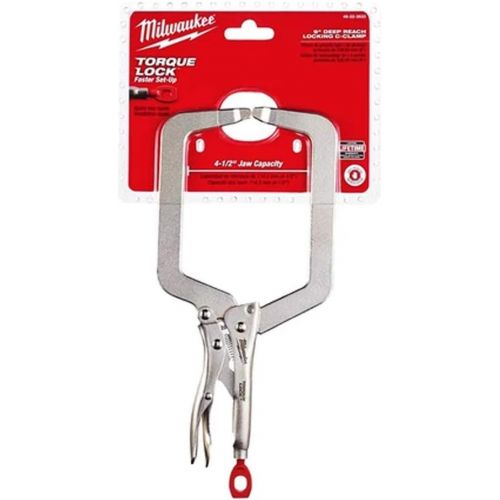  Milwaukee 48223520 Torque Locking C Clamp with Swivel Pads 480mm (18in), Red, 18