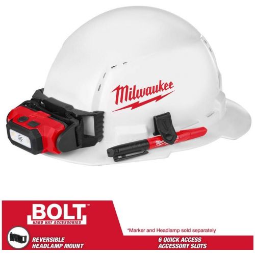  Milwaukee BOLT White Type 1 Class C Full Brim Vented Hard Hat