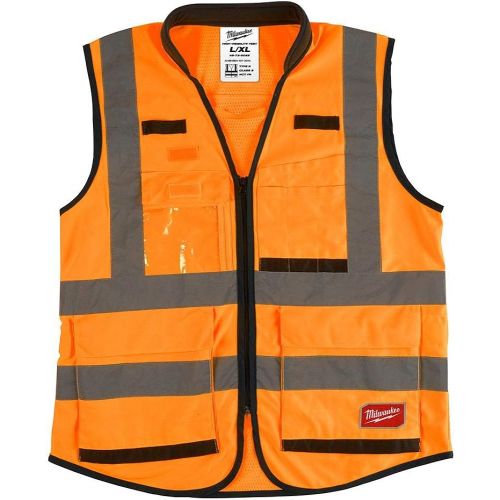  Milwaukee 48-73-5092 ANSI/CSA High Visibility Orange Safety Vests - L/XL