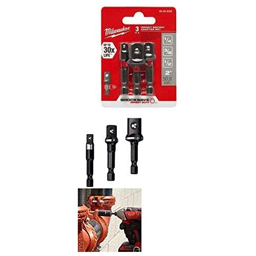  Milwaukee 48-32-5033 Power Drill Bit Extensions Shockwave Socket Adapter Set, 1/4, 3 Pack