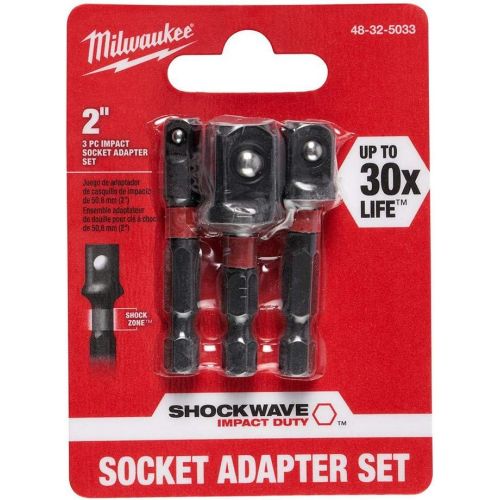  Milwaukee 48-32-5033 Power Drill Bit Extensions Shockwave Socket Adapter Set, 1/4, 3 Pack