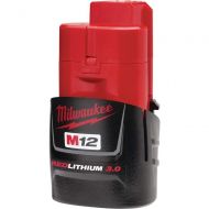 Milwaukee Electric Tool 48-11-2430 M12 Red Lithium 3.0 Compact Battery Pack, 3.375 x 1.875 x 1.75