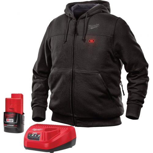  Milwaukee 2381-XL X-Large M12 Cordless Lithium-Ion Black Heated Hoodie Kit (Battery and Charger Included)