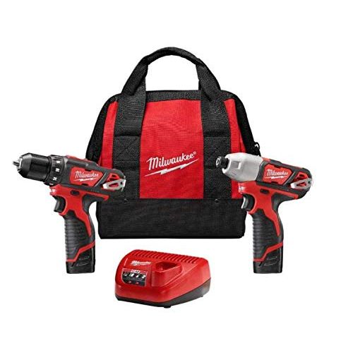  Milwaukee M12 12-Volt Lithium-Ion Cordless Drill Driver/Impact Driver Combo Kit (2-Tool) with Free M12 1.5Ah Battery (2-Pack)