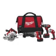 Milwaukee 2694-24 M18 18-Volt 4-Tool Cordless Combo Kit With Drill Flashlight Reciprocating and Circular Saws 18V