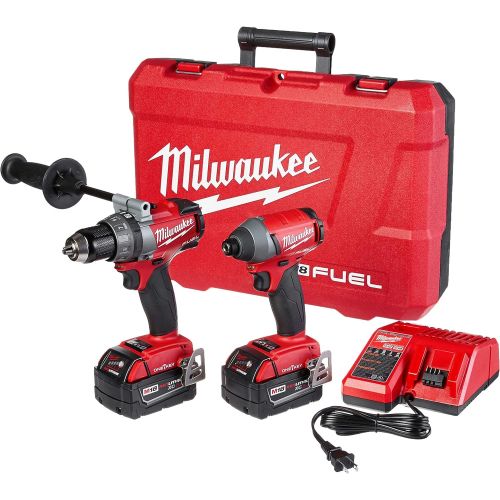  Milwaukee 2796-22 M18 FUEL ONE-KEY 18-Volt Lithium-Ion Brushless Cordless Hammer Drill/Impact Driver Combo Kit