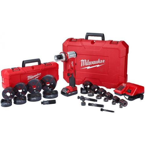  Milwaukee M18 18-Volt Lithium-Ion 1/2 in. to 4 in. Force Logic 6 Ton Cordless Knockout Tool Kit W/Die Set, (2) 2.0Ah Batteries