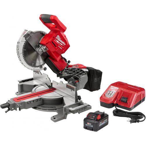  MILWAUKEE M18 Fuel 18v Red Lithium-Ion Brushless Cordless 10in. Dual Bevel Sliding Compound Miter Saw with (1) 8.0 Ah Battery