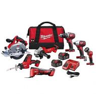 Milwaukee 2695-27S M18 Cordless Combo Tool Kit (7-Tool) with Two 3.0 Ah Batteries, Charger and Tool Bag