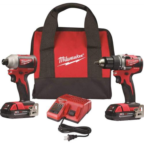  Milwaukee 2892-22CT M18 Compact Brushless 2-Tool Combo Kit, Drill Driver/Impact Driver