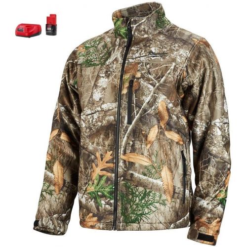  Milwaukee Heated Jacket KIT M12 12V Lithium-Ion Front and Back Heat Zones - Battery and Charger Included - (Extra Large, RealTree Camo)