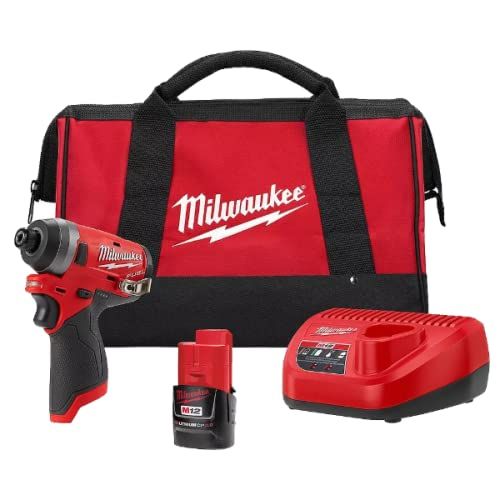  Milwaukee Tool 2553-21C M12 FUEL 12V Li-Ion Brushless Cordless 1/4-inch Hex Impact Driver Kit 1300 in-lb w/CP Battery & Charger