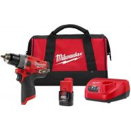 [아마존베스트]Milwaukee 2504-21 M12 FUEL 1/2 in. Hammer Drill Kit with 2.0 Ah Battery and Bag