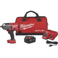 [아마존베스트]Milwaukee 2767-21B M18 FUEL 18-Volt Lithium-Ion Brushless Cordless 1/2 in. Impact Wrench w/Friction Ring (2767-20) w/One XC5.0 Ah Battery, M18/M12 Multi-Voltage Charger and Contrac