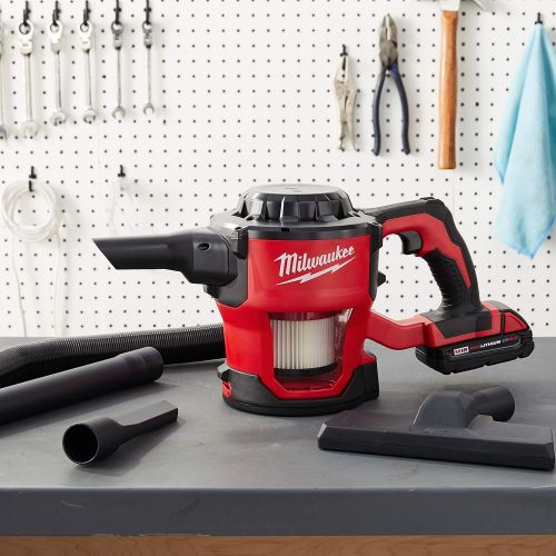  [아마존베스트]Milwaukee 0882-20 M18 Lithium Ion Cordless Compact 40 CFM Hand Held Vacuum w/ Hose Attachments and Accessories (Batteries Not Included, Power Tool Only)