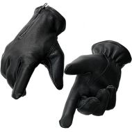 Milwaukee Leather SH866 Men's Black Thermal Lined Deerskin Motorcycle Hand Gloves W/Wrist Zipper Closure