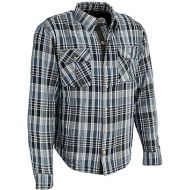 Milwaukee Leather Men's Plaid Flannel Biker Shirt with CE Armor - Reinforced w/Aramid Fibers | MPM - Large