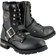 Milwaukee Leather MBM101 Men's Black Leather Lace-Up Engineer Motorcycle Boots w/Buckles and Side Zipper Entry - 10