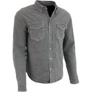 Milwaukee Leather MPM1621 Men's Grey Flannel Biker Shirt with CE Approved Armor - Reinforced w/Aramid Fibers