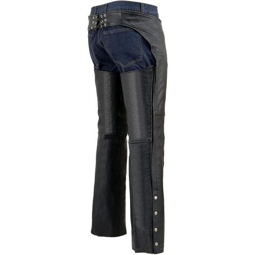  Milwaukee Mens Basic Coin Pocket Leather Chaps (Black, 5X-Large)