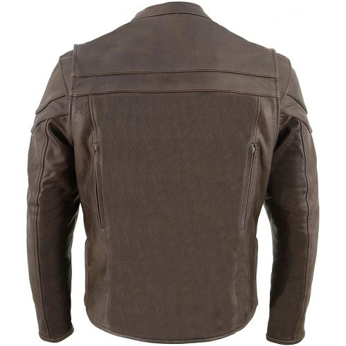  Milwaukee Mens Retro Sporty Scooter Crossover Jacket (Brown, XX-Large)