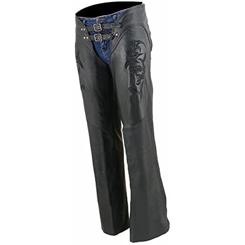  Milwaukee ML1187-BLK-3X Womens Leather Chaps, 3XL, Black