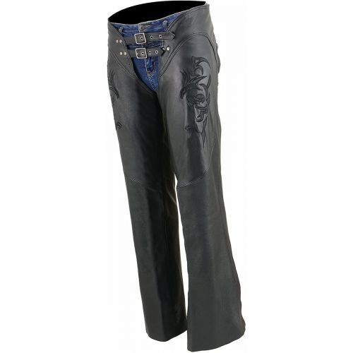  Milwaukee ML1187-BLK-3X Womens Leather Chaps, 3XL, Black