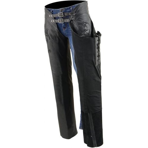  Milwaukee ML1187-BLK-3X Womens Leather Chaps, 3XL, Black