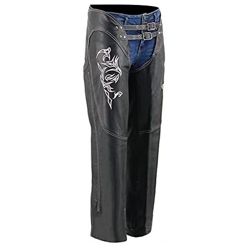  Milwaukee Womens Leather Chaps (Black/Pink, XX-Small)