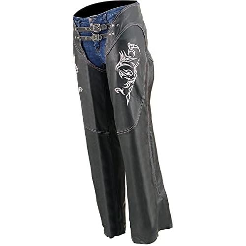  Milwaukee Womens Leather Chaps (Black/Pink, XX-Small)